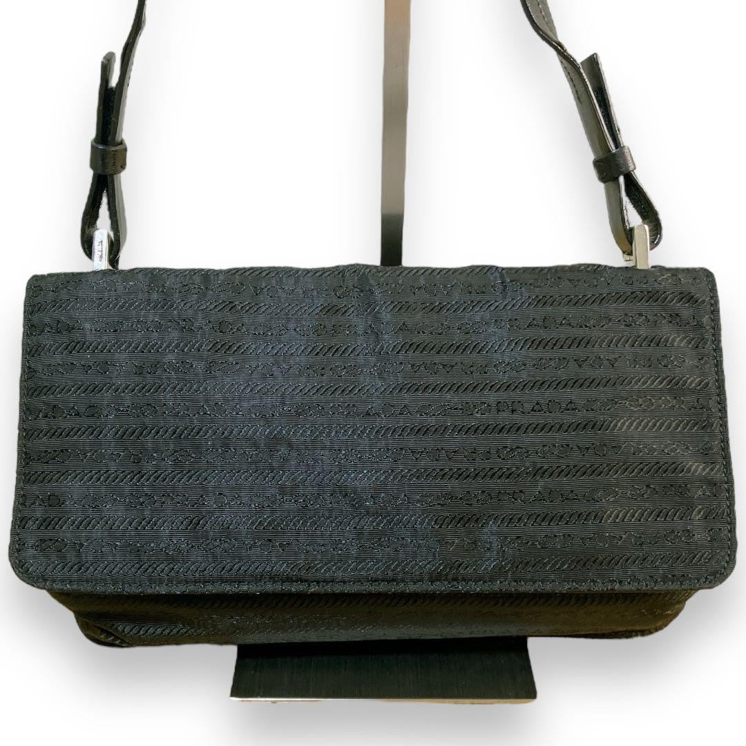 PRADA Shoulder Bag Purse Nylon Leather Black Authentic
