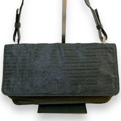 PRADA Shoulder Bag Purse Nylon Leather Black Authentic