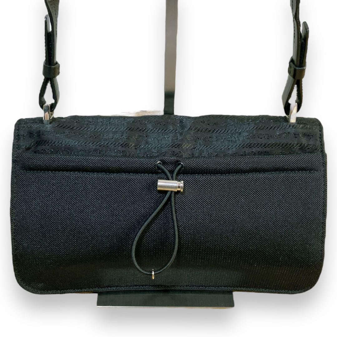 PRADA Shoulder Bag Purse Nylon Leather Black Authentic