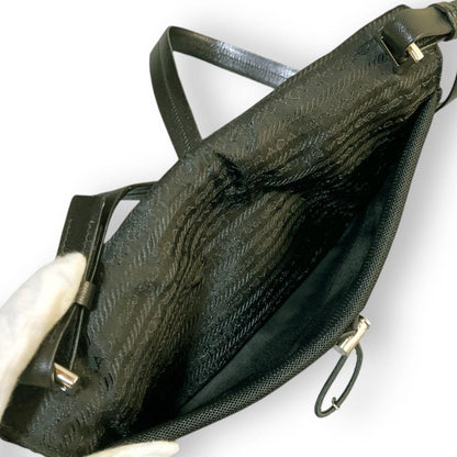 PRADA Shoulder Bag Purse Nylon Leather Black Authentic