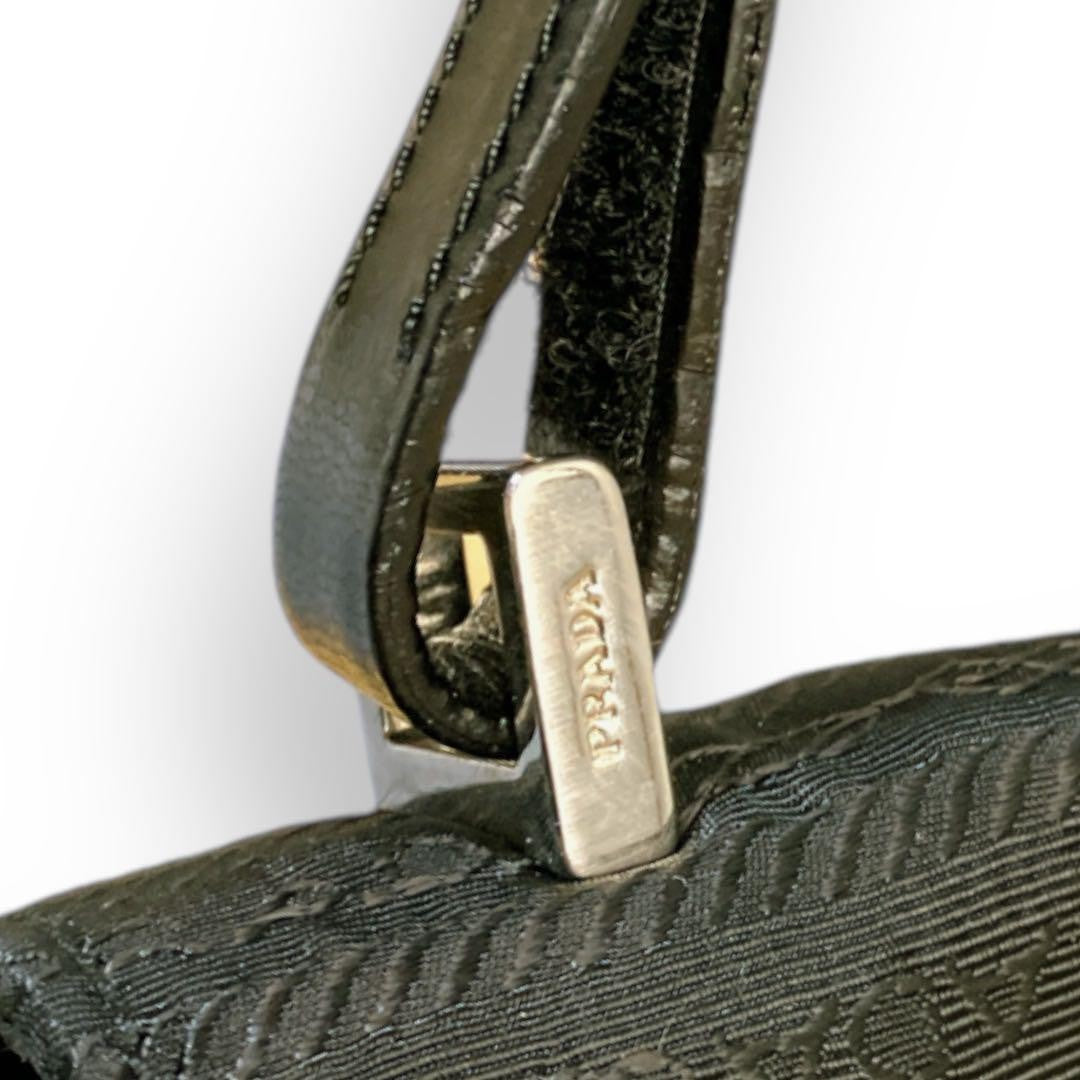 PRADA Shoulder Bag Purse Nylon Leather Black Authentic