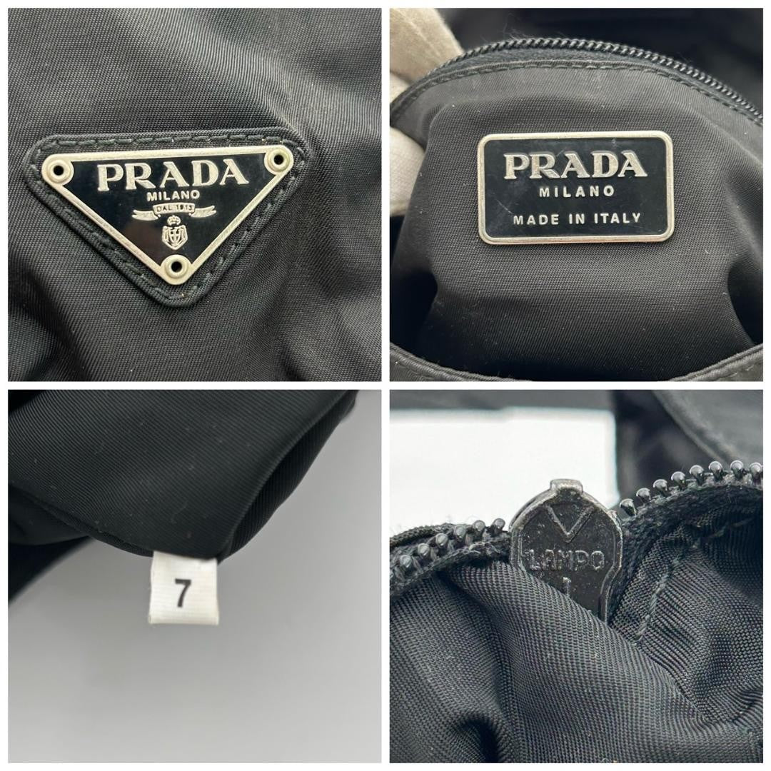 PRADA Hand Bag Tote Purse Logo Nylon Black Authentic