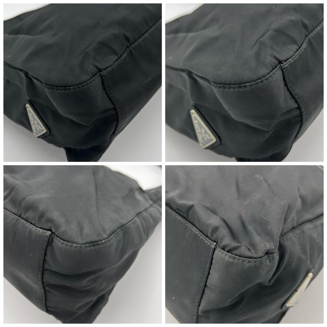 PRADA Hand Bag Tote Purse Logo Nylon Black Authentic