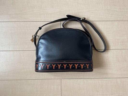 Saint Laurent Shoulder Bag Purse YSL Leather Black Authentic
