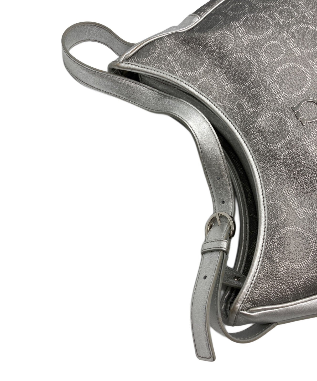 Salvatore Ferragamo shoulder bag Purse Gancini Silver  Women's Authentic Used