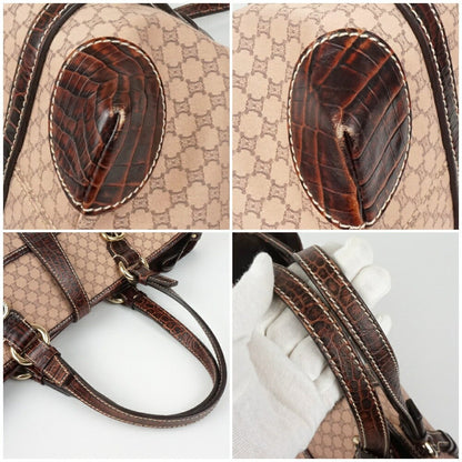 CELINE handbag Purse Macadam Canvas Leather Brown Women's Authentic Used