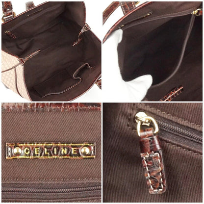 CELINE handbag Purse Macadam Canvas Leather Brown Women's Authentic Used