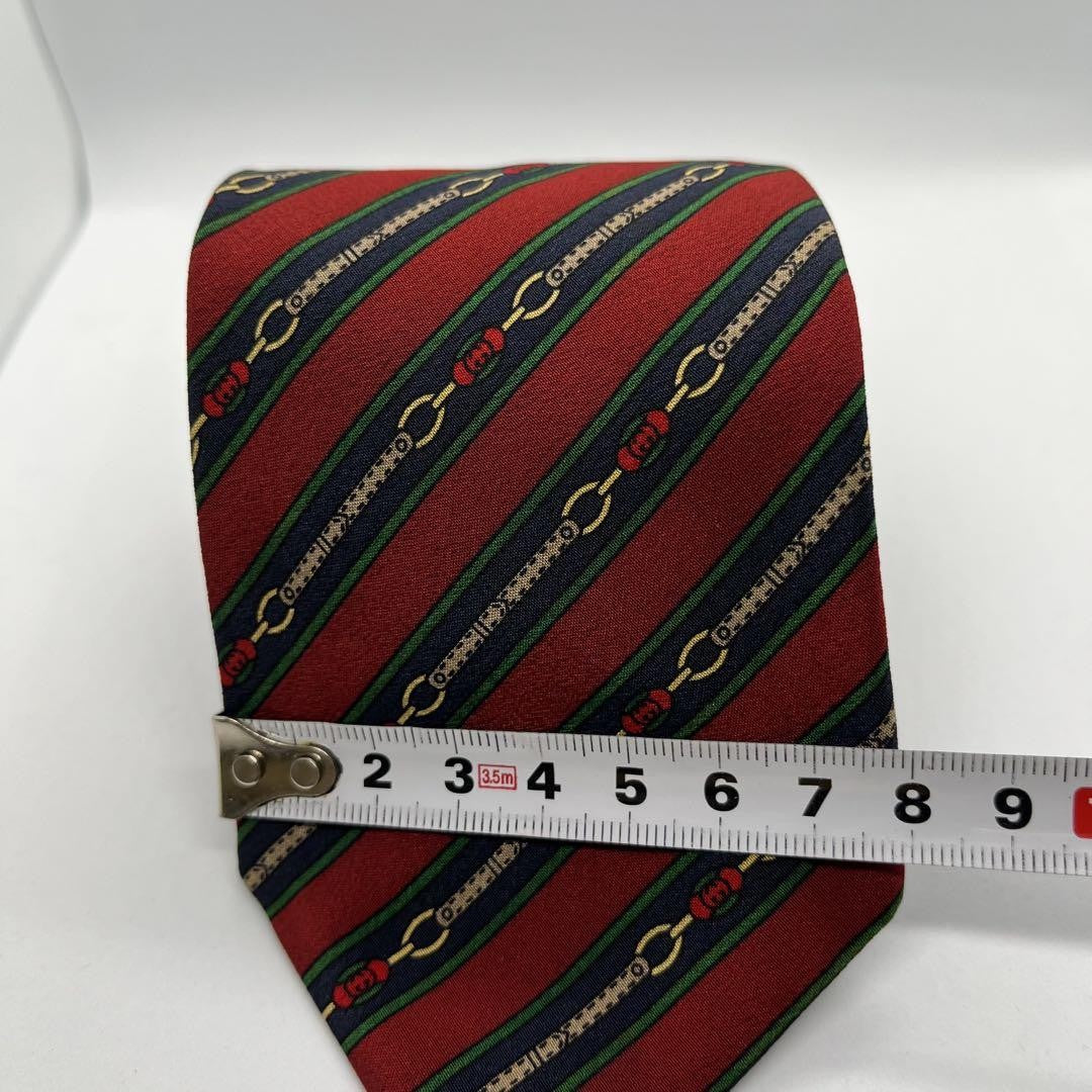 GUCCI Necktie Tie All over Striped pattern Red Geometric Made in Italy Authentic