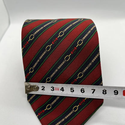 GUCCI Necktie Tie All over Striped pattern Red Geometric Made in Italy Authentic