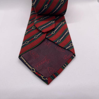 GUCCI Necktie Tie All over Striped pattern Red Geometric Made in Italy Authentic