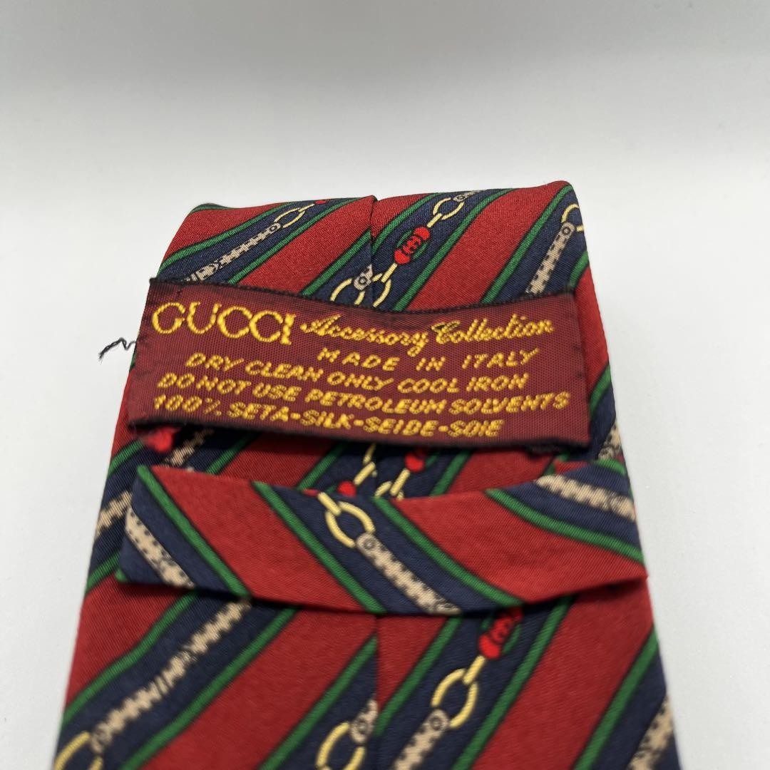 GUCCI Necktie Tie All over Striped pattern Red Geometric Made in Italy Authentic