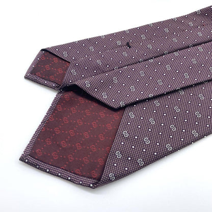 GUCCI Necktie Tie Micro GG Geometric Made in Italy 100% Silk Bordeaux Authentic