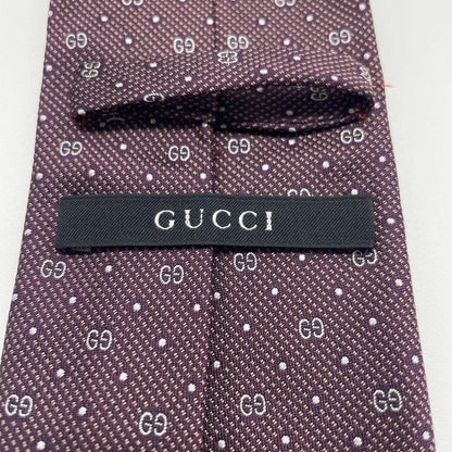 GUCCI Necktie Tie Micro GG Geometric Made in Italy 100% Silk Bordeaux Authentic