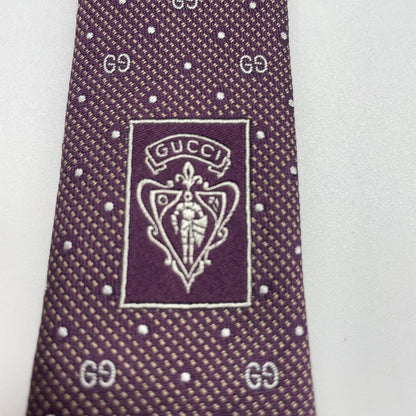 GUCCI Necktie Tie Micro GG Geometric Made in Italy 100% Silk Bordeaux Authentic