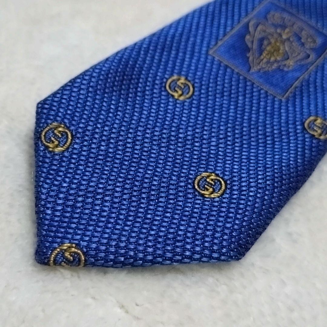 GUCCI Necktie Tie All over GG pattern Blue Geometric Made in Italy 100% Silk