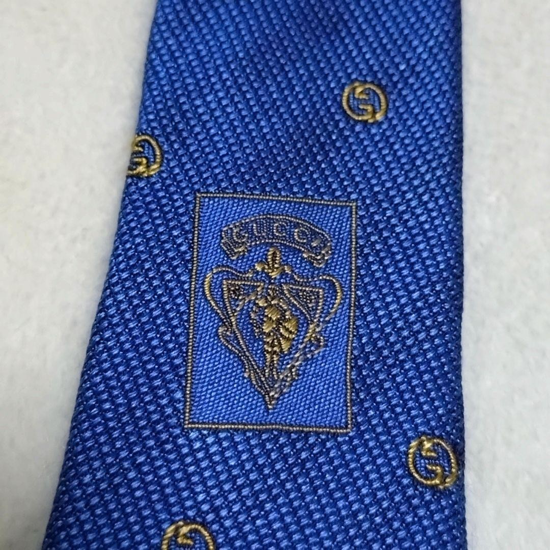 GUCCI Necktie Tie All over GG pattern Blue Geometric Made in Italy 100% Silk