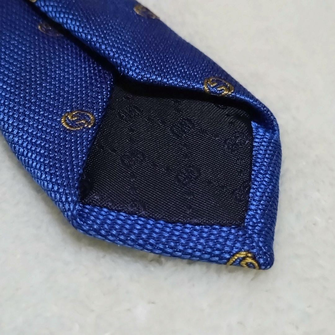 GUCCI Necktie Tie All over GG pattern Blue Geometric Made in Italy 100% Silk