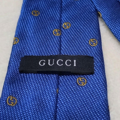 GUCCI Necktie Tie All over GG pattern Blue Geometric Made in Italy 100% Silk