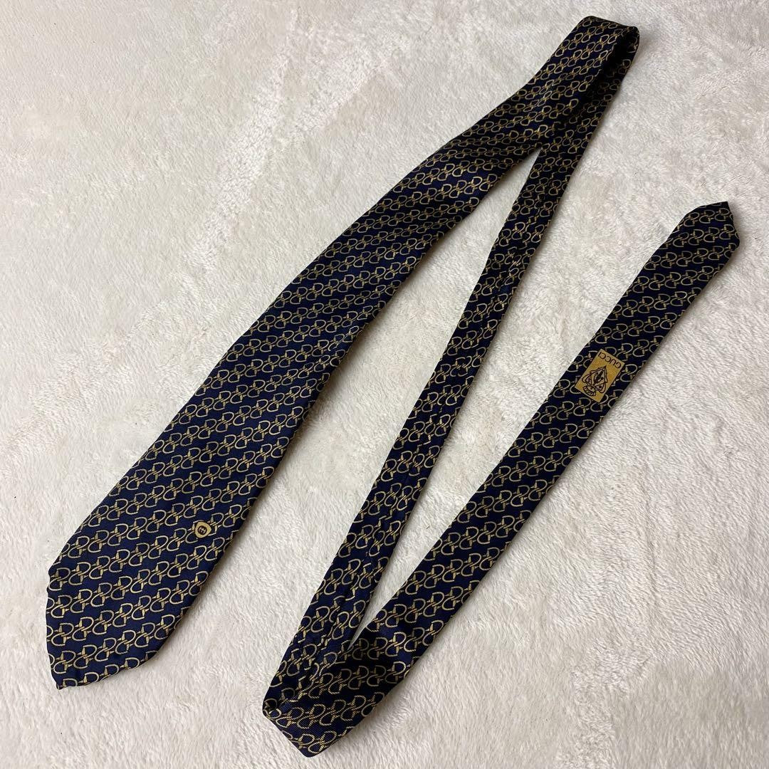 GUCCI Necktie Tie All over chain pattern GG Geometric Made in Italy Men's Used