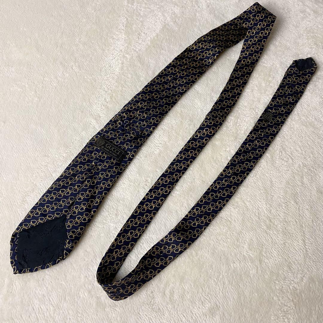 GUCCI Necktie Tie All over chain pattern GG Geometric Made in Italy Men's Used