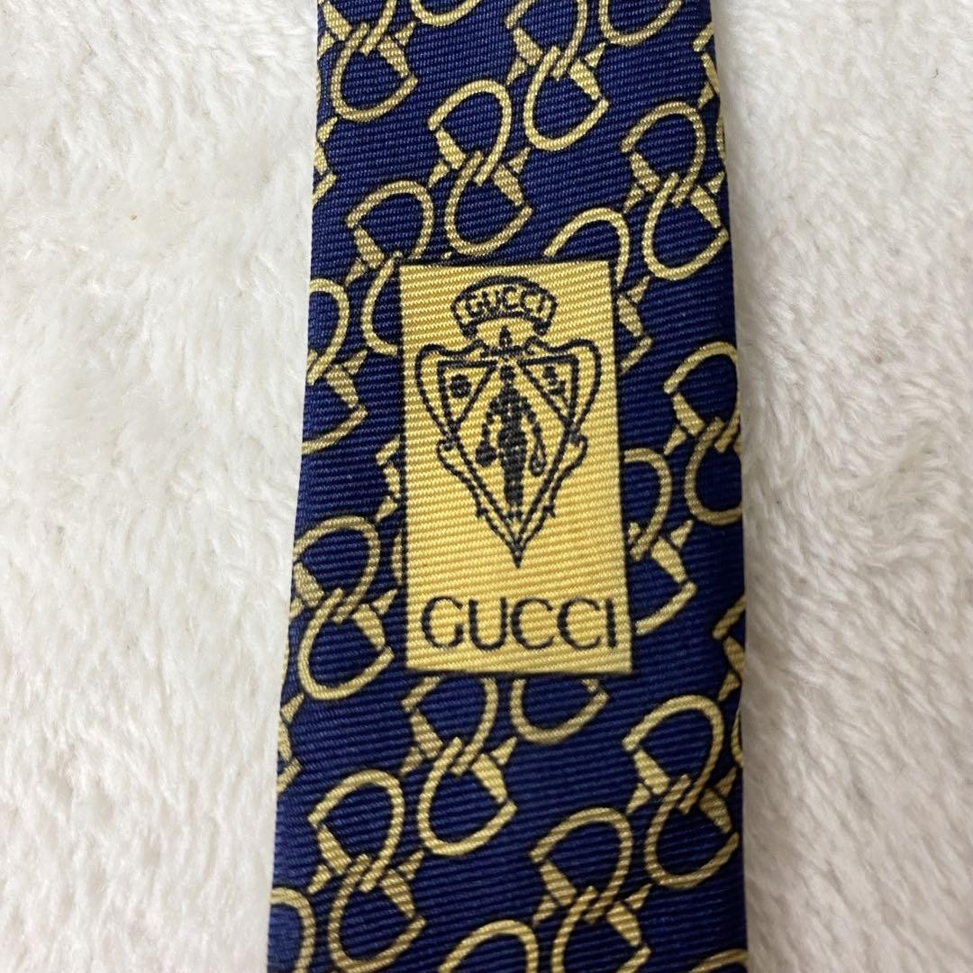 GUCCI Necktie Tie All over chain pattern GG Geometric Made in Italy Men's Used