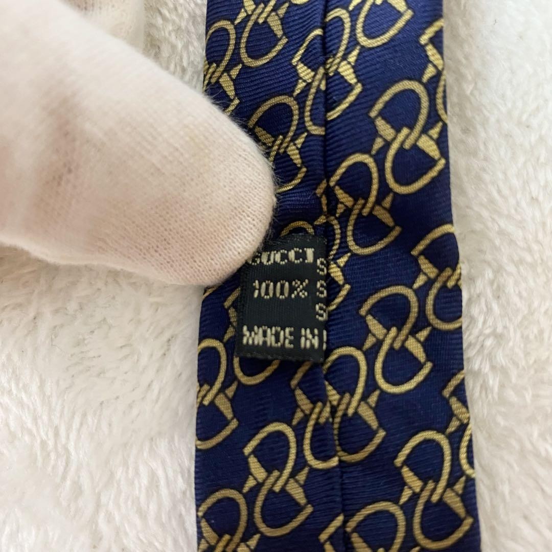 GUCCI Necktie Tie All over chain pattern GG Geometric Made in Italy Men's Used