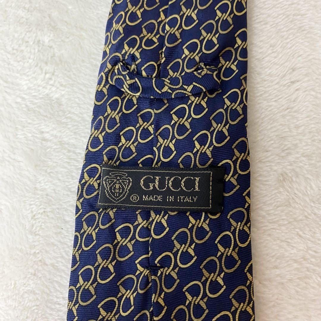 GUCCI Necktie Tie All over chain pattern GG Geometric Made in Italy Men's Used