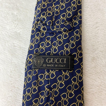 GUCCI Necktie Tie All over chain pattern GG Geometric Made in Italy Men's Used