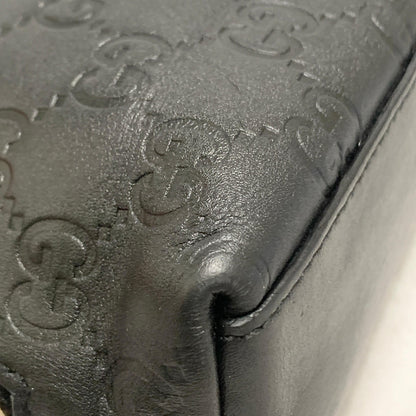 GUCCI Pouch GG  Shima Purse Cosmetic Leather Black Gold Used Authentic