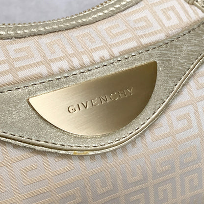 GIVENCHY Shoulder Bag 4G Logo Hand Purse Canvas White Gold Used Women's Auth