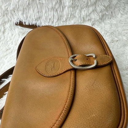 Longchamp Mini Shoulder Bag Purse Leather Camel Brown Authentic