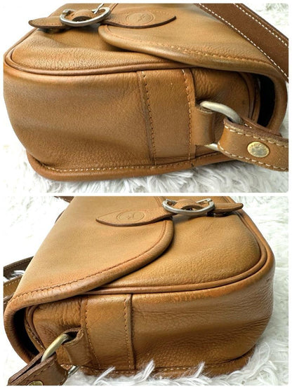 Longchamp Mini Shoulder Bag Purse Leather Camel Brown Authentic