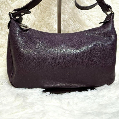 Longchamp Shoulder Bag Purse Accessory Pouch Leather Purple Authentic