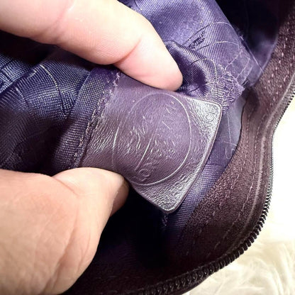 Longchamp Shoulder Bag Purse Accessory Pouch Leather Purple Authentic