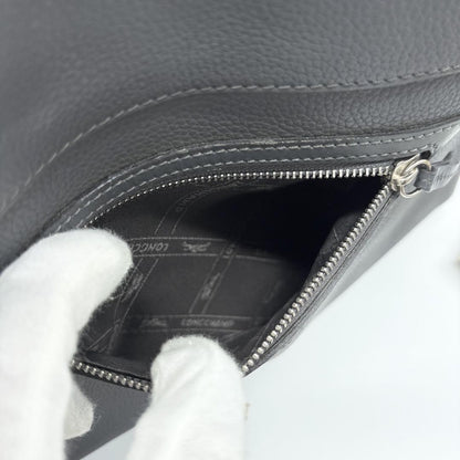 Longchamp Hand Shoulder Bag Tote Purse 2way Leather Greige Authentic