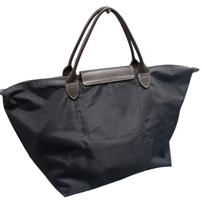 Longchamp Hand Bag Tote Purse Le Pliage Nylon Leather Black Brown Beige Auth