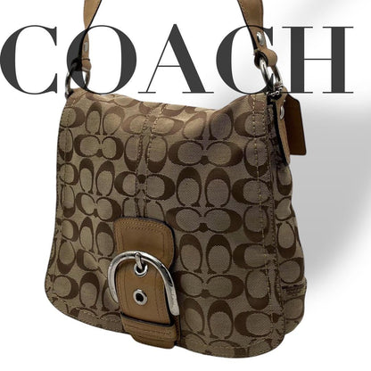 COACH Shoulder Bag Purse Signature Leather Brown Authentic