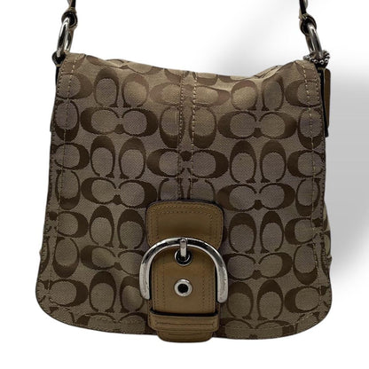 COACH Shoulder Bag Purse Signature Leather Brown Authentic