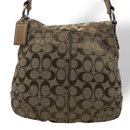 COACH Shoulder Bag Purse Signature Leather Brown Authentic