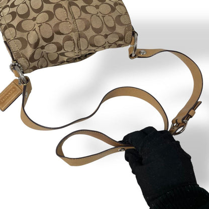 COACH Shoulder Bag Purse Signature Leather Brown Authentic