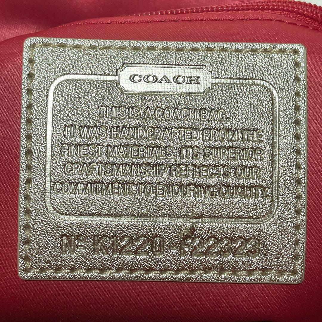 COACH Hand Shoulder Bag Tote Purse 2way Signature 22323 Canvas Beige Gold Auth