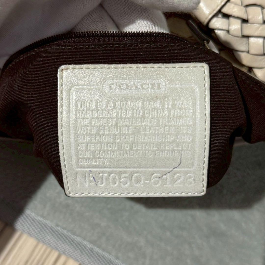 COACH Shoulder Bag Purse Signature Popy Flower Beige Authentic
