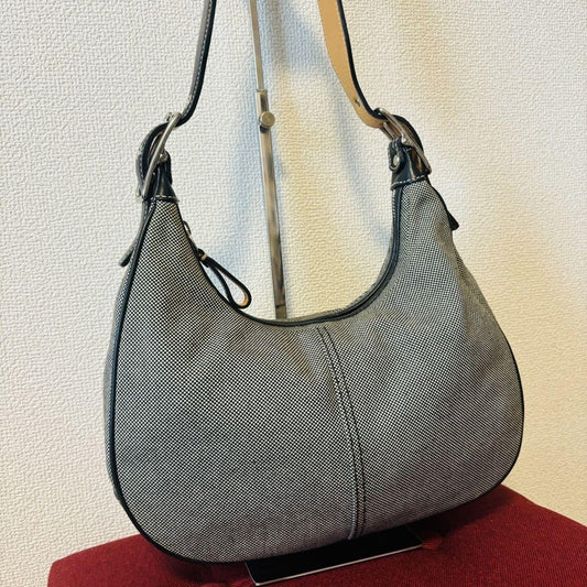 COACH Shoulder Bag Purse hobo Black White Authentic