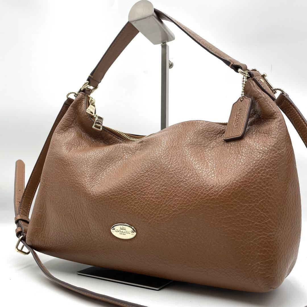 COACH Hand Shoulder Bag Tote Purse 2way Leather Brown Authentic