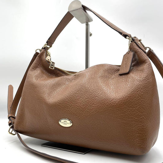 COACH Hand Shoulder Bag Tote Purse 2way Leather Brown Authentic