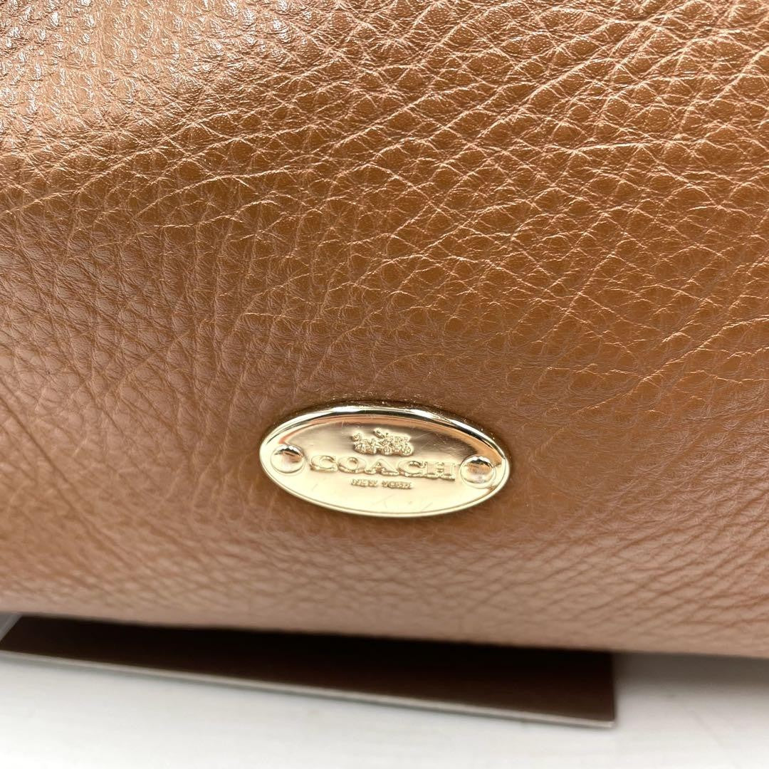 COACH Hand Shoulder Bag Tote Purse 2way Leather Brown Authentic
