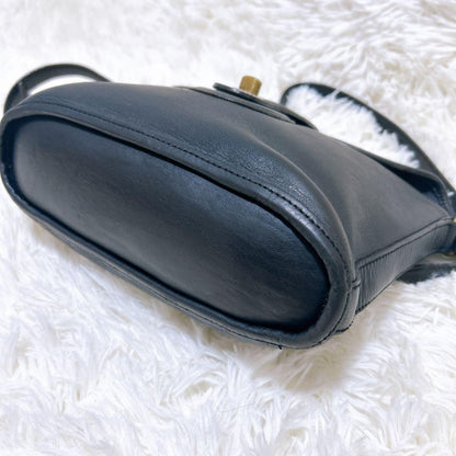 COACH Shoulder Bag Purse Turn Lock Leather Black Authentic