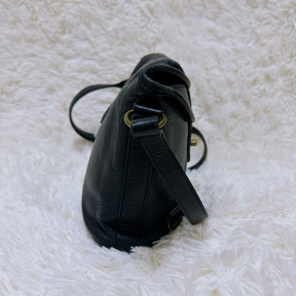 COACH Shoulder Bag Purse Turn Lock Leather Black Authentic