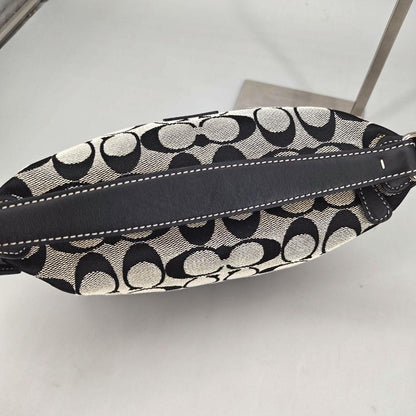 COACH Accessory Pouch Hand Bag Tote Purse Signature Canvas Leather Black Auth