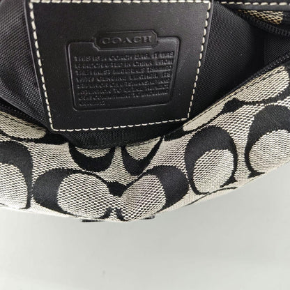 COACH Accessory Pouch Hand Bag Tote Purse Signature Canvas Leather Black Auth